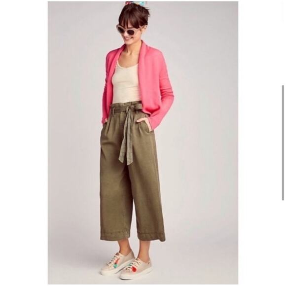 Anthropologie Pants - By Anthropologie Blythe Wide-Leg Cropped Pants In Moss Green Size: 6 (Small)